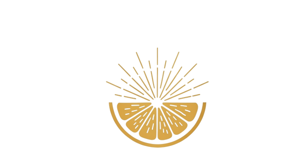 Gold lemon slice icon on a white background logo